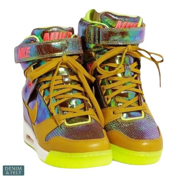 Nike Air Revolution Sky Hi QS World Cup Gold Trophy Pack Iridescent Sz 9 Rare - Picture 1 of 14